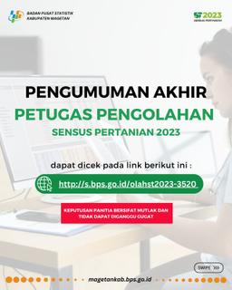 Pengumuman Hasil Seleksi Final Petugas Pengolahan Sensus Pertanian 2023 (ST2023)